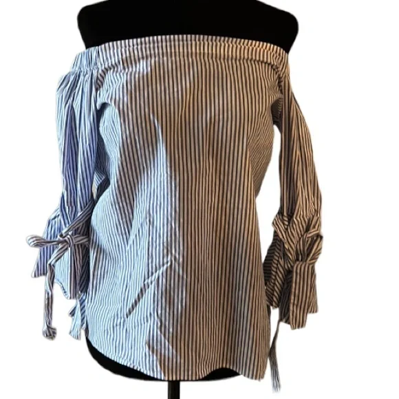 H&M blue/white striped top size 8 - Picture 2 of 12